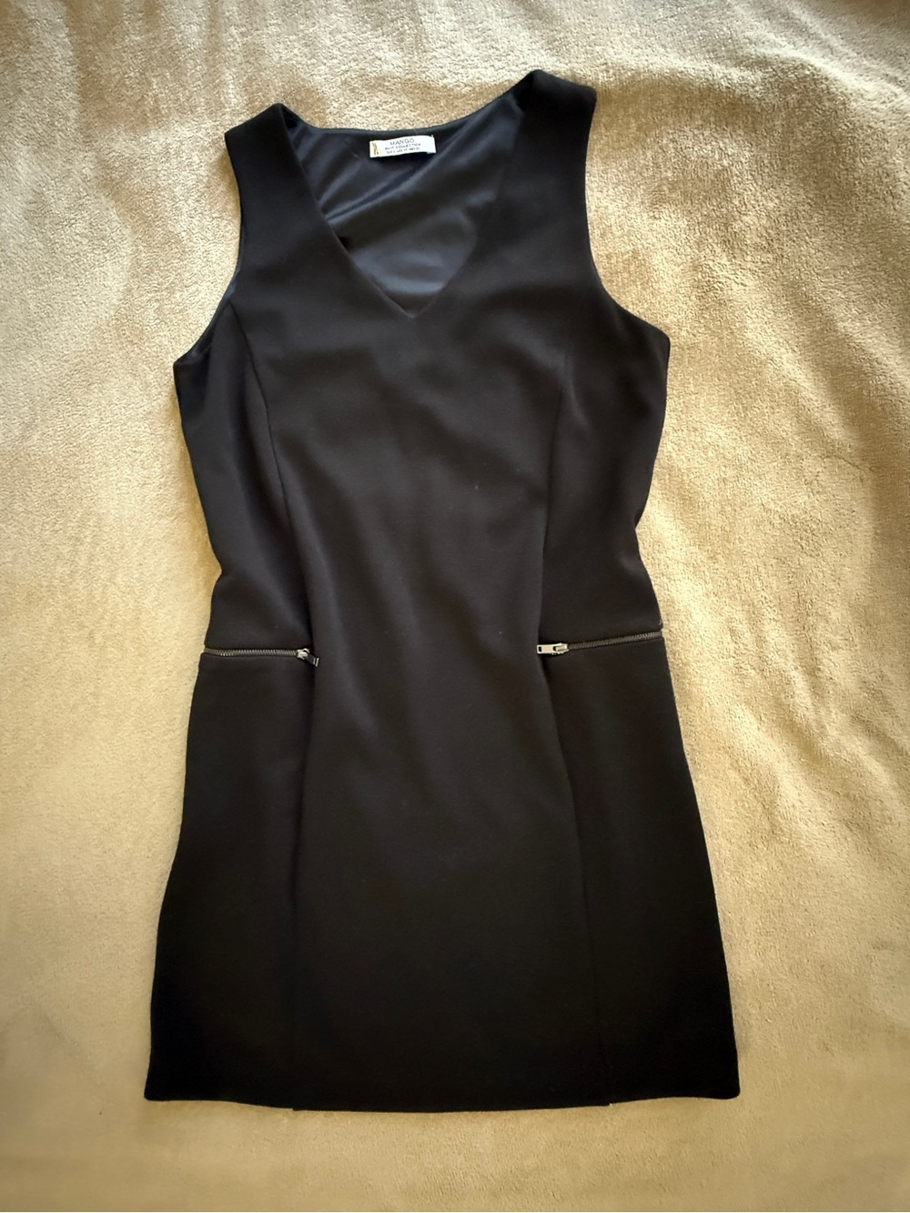 Mango Black Sleeveless V-Neck Mini Dress